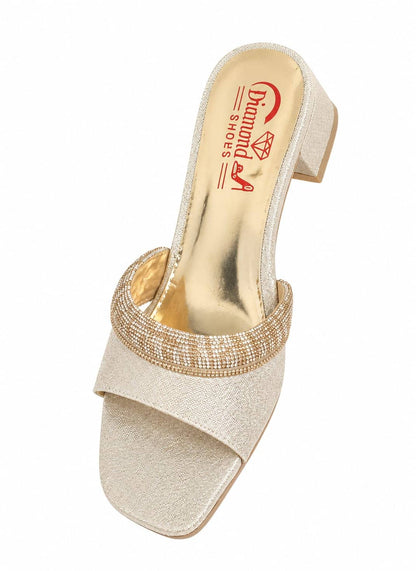 Fancy block heel slippers