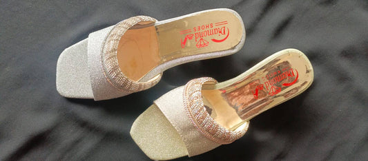 Fancy block heel slippers